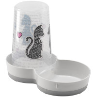 Moderna Tasty Cats In Love кормушка механическая для сухого корма или воды, 1.5 л, белая