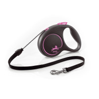 Flexi Black Design S рулетка для собак, трос 5 м, рожевий