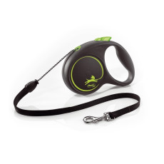Flexi Black Design S рулетка для собак, трос 5 м, зеленый