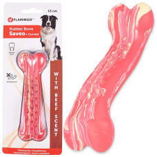 Flamingo Rubber Saveo Curved Bone Beef іграшка для собак, 13 см