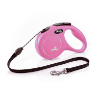 Flexi New Classic XS рулетка для собак, трос 3 м, рожевий