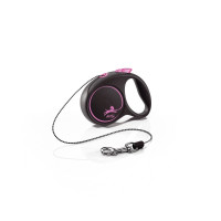 Flexi Black Design XS рулетка для собак, трос 3 м, рожевий
