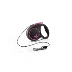 Flexi Black Design XS рулетка для собак, трос 3 м, рожевий
