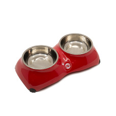 Kika 4-Paw миска подвійна для котів та собак, 2 шт х 200 мл, червоний