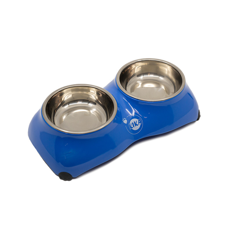 Kika 4-Paw миска двойная для кошек и собак, 2 шт х 200 мл, синий