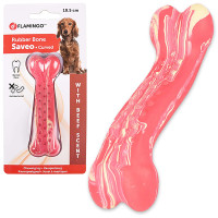 Flamingo Rubber Saveo Curved Bone Beef іграшка для собак, 10.5 см