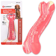 Flamingo Rubber Saveo Curved Bone Beef іграшка для собак, 10.5 см