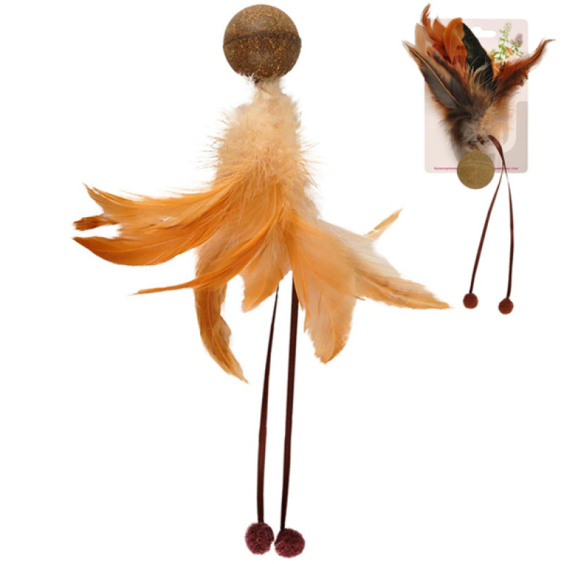 Flamingo Catnip Ball & Feather іграшка для котів, 18 см