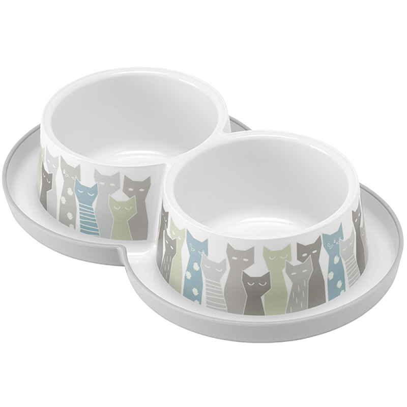 Moderna Double Trendy Dinner миска подвійна для котів, 2 шт х 350 мл, сірий