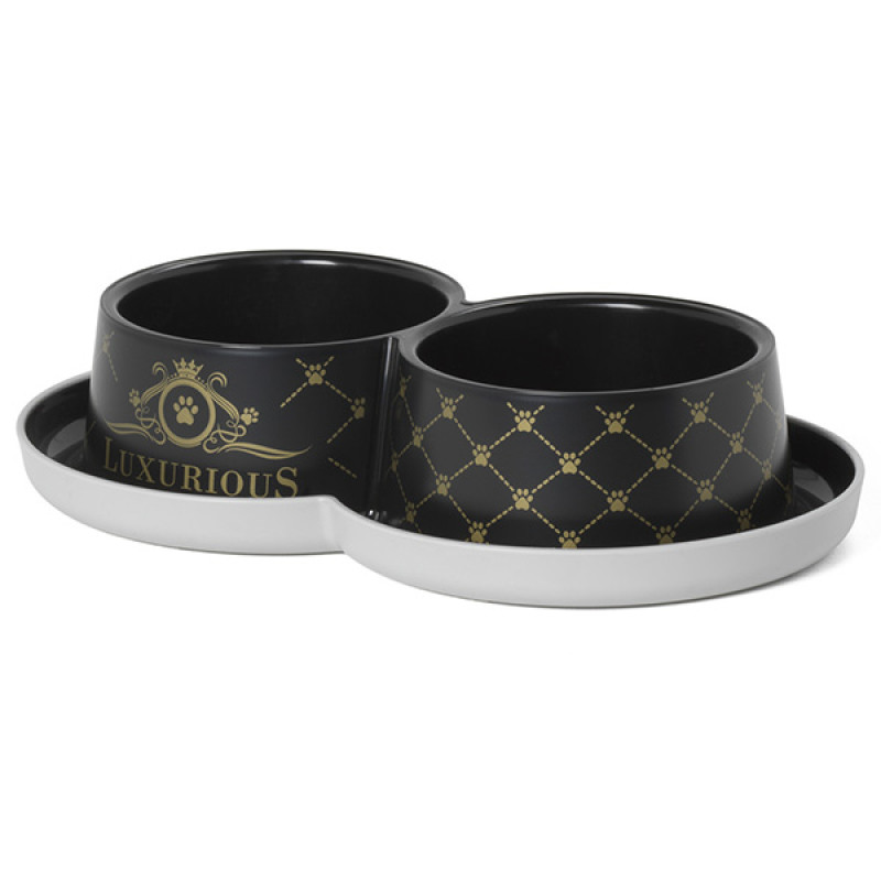 Moderna Double Trendy Dinner миска подвійна для котів, 2 шт х 350 мл, чорний