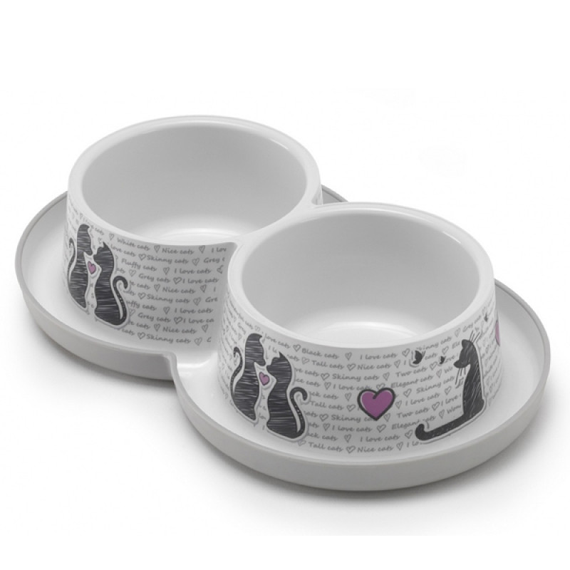 Moderna Double Trendy Dinner миска подвійна для котів, 2 шт х 350 мл, білий