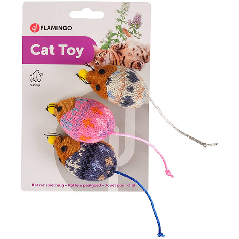 Flamingo Mohaire Mouse набір іграшок для котів, 5 см, 3 шт