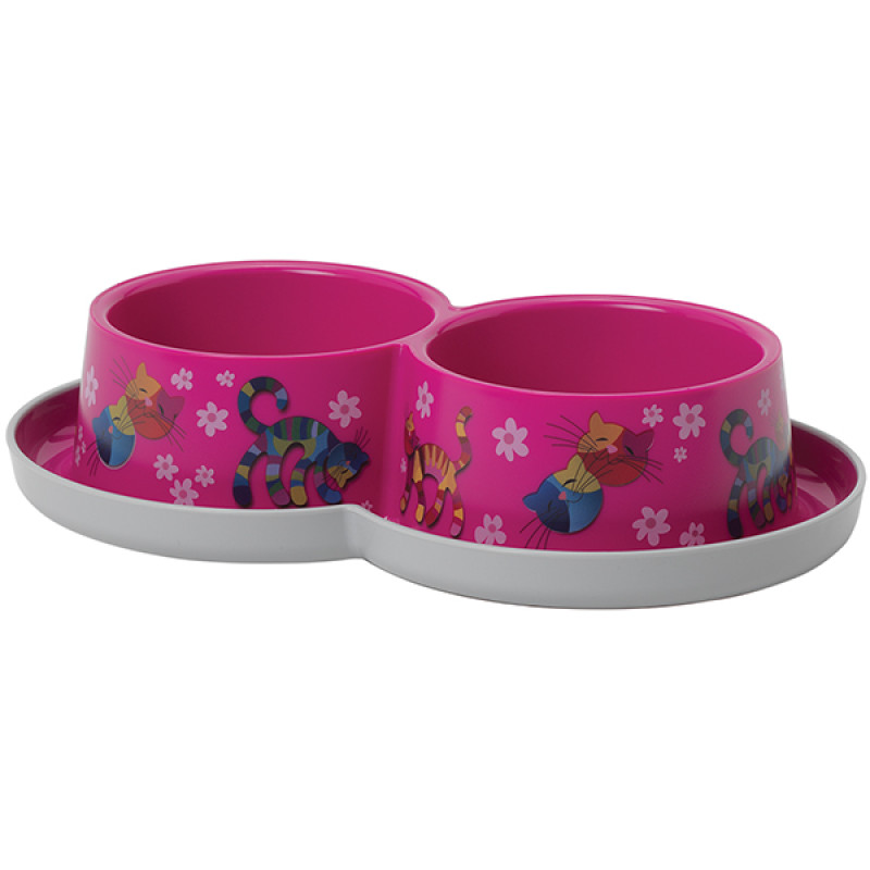 Moderna Double Trendy Dinner миска подвійна для котів, 2 шт х 350 мл, рожевий