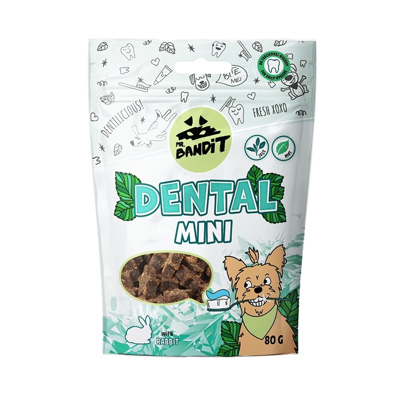 Mr. Bandit Dental Mini ласощі для чищення зубів у собак малих порід із кроликом, 80 гр