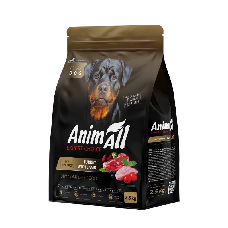 Animall Dog Turkey with Lamb Large Breed сухой корм с индейкой и ягнятиной для собак крупных пород, 2.5 кг