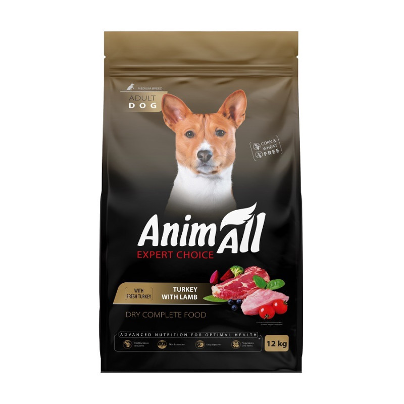 Animall Dog Turkey and Lamb Medium Breed сухой корм с индейкой и ягнятиной для собак средних пород, 12 кг
