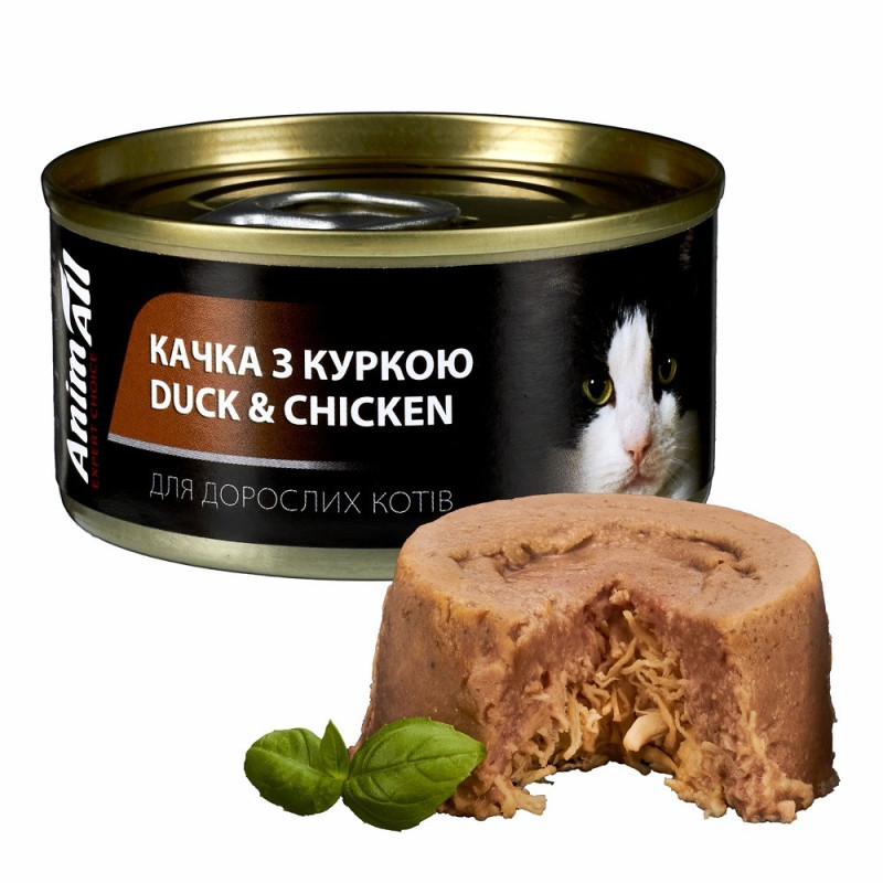 Animall Cat Wet влажный корм для котов с уткой и курицей, 80 гр