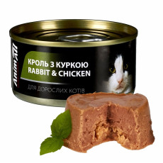 Animall Cat Wet влажный корм для котов с кроликом и курицей, 80 гр