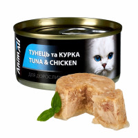 Animall Cat Wet влажный корм для котов с тунцом и курицей, 85 гр