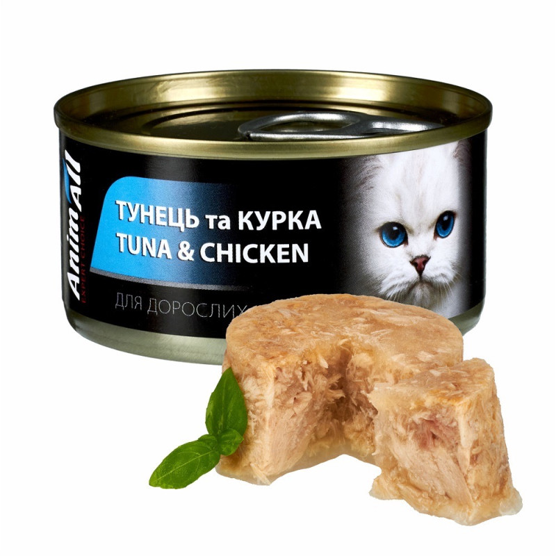Animall Cat Wet влажный корм для котов с тунцом и курицей, 85 гр