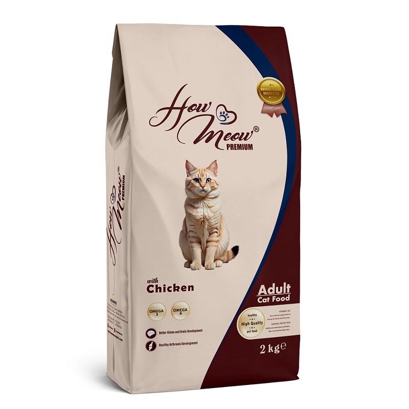 How Meow Adult Cat Chicken сухой корм с курицей для котов, 2 кг