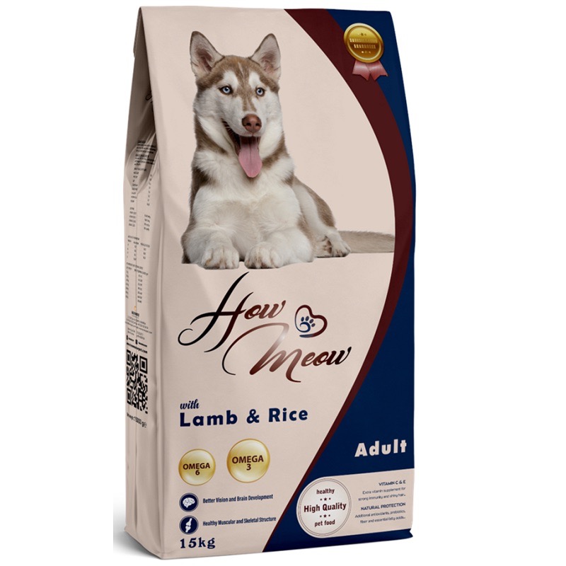 How Meow Dog Adult Lamb And Rice сухой корм с ягнятиной для собак, 15 кг