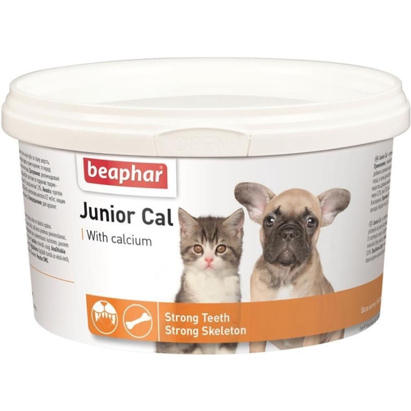 Beaphar Junior Cal мінеральна добавка з кальцієм для цуценят та кошенят, 200 гр