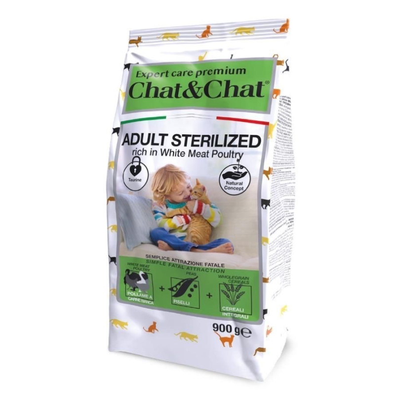 Gheda Chat&Chat Expert Sterilized With Poultry сухой корм с птицей для стерилизованных котов, 900 гр