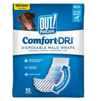 Out! Comfort Dri Disposable Male Wraps одноразові підгузки для кобелів, 46 - 63.5 см, 10 шт