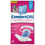 Out! Comfort Dri Disposable Fashion Diapers одноразовые памперсы для собак-самок, 46 - 63 см, 14 шт