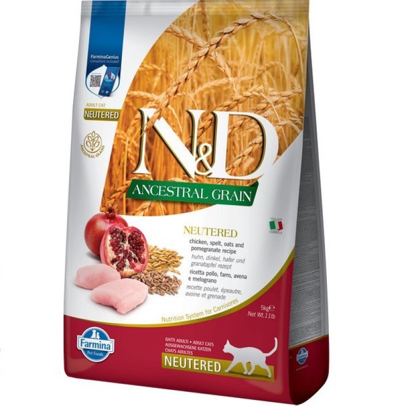 Farmina N&D Neutered Chicken Adult сухой корм с курицей для стерилизованных котов, 5 кг