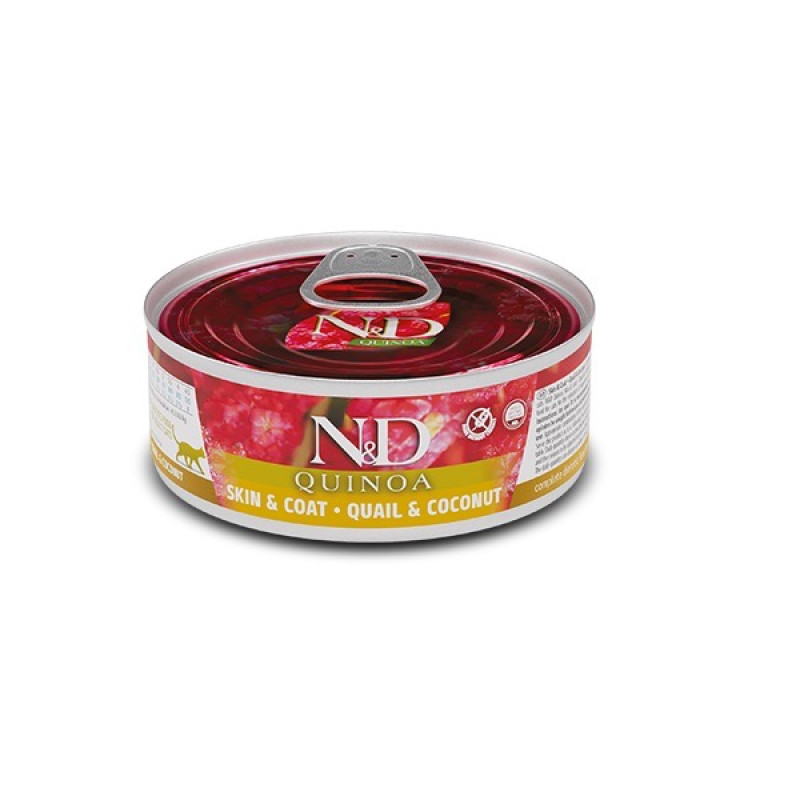 Farmina N&D Quinoa Skin&Coat Adult вологий корм з перепілкою для котів, 80 гр