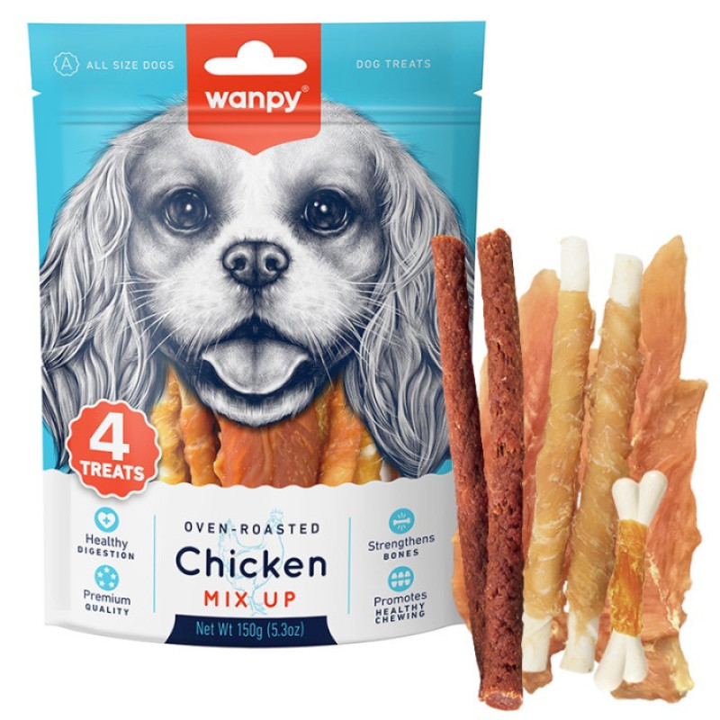 Wanpy Chicken Mix Up лакомство для собак с курицей, 150 гр