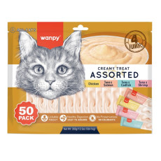 Wanpy Creamy Treat Assorted жидкое лакомство для котов, ассорти вкусов, 50 шт х 14 гр