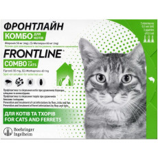 Frontline Combo (Фронтлайн Комбо) Boehringer Ingelheim краплі від бліх та кліщів для котів та тхорів, 3 піп