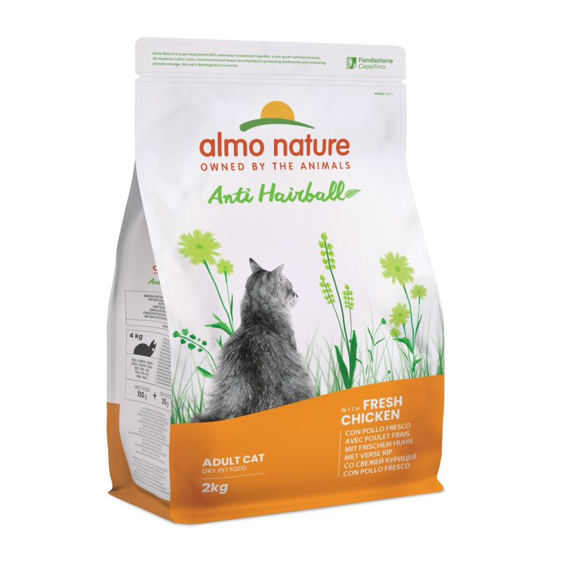 Almo Nature Cat Adult Hairball With Fresh Chicken сухой корм для котов с курицей для вывода шерсти, 2 кг