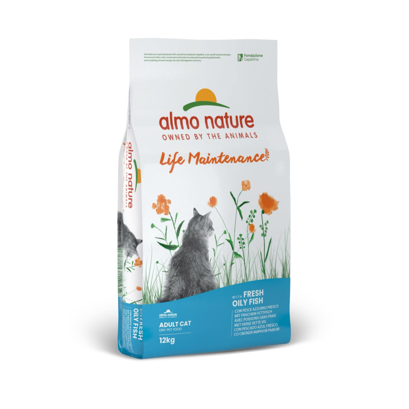 Almo Nature Holistic Cat Adult With Fresh Oily Fish сухой корм для котов с рыбой, 12 кг