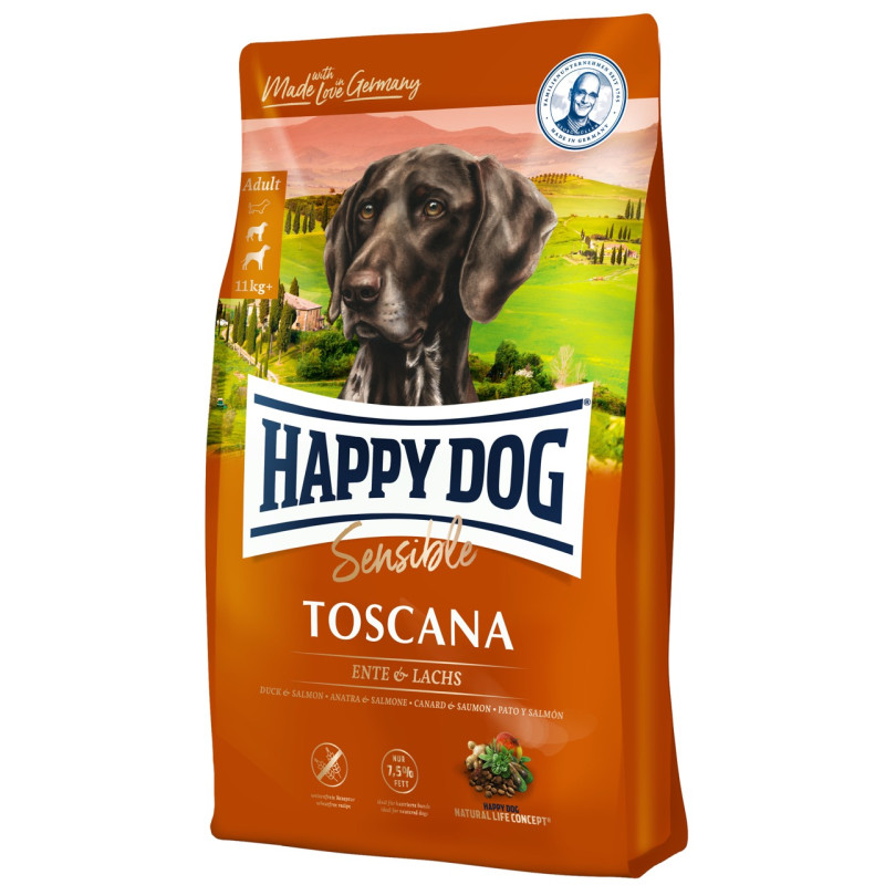 Happy Dog Toscana сухой корм для собак с уткой и лососем, 12.5 кг