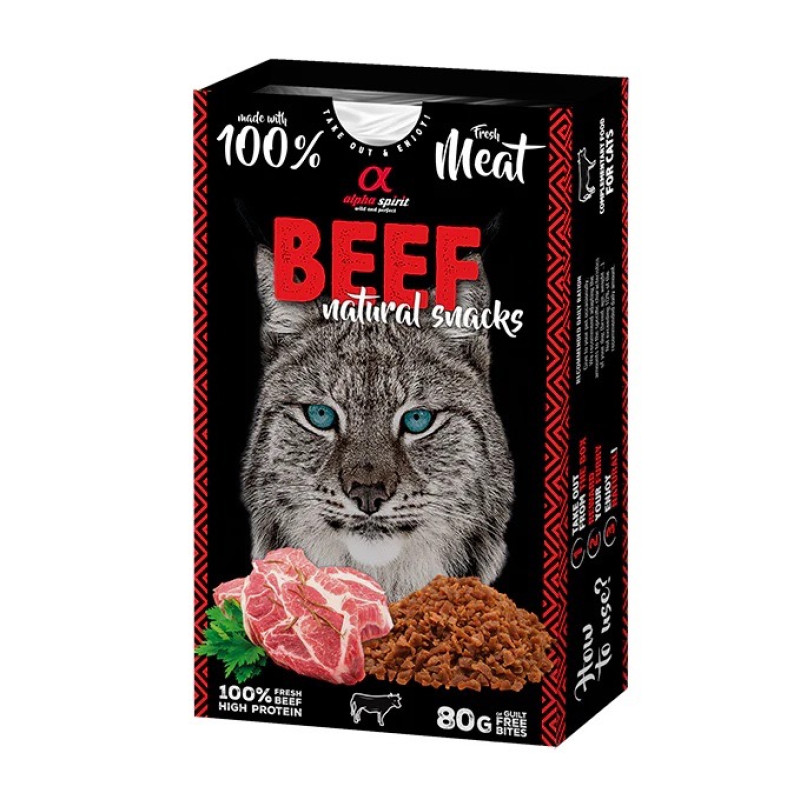 Alpha Spirit Cat Natural Snack Beef ласощі для котів з яловичиною, 80 гр