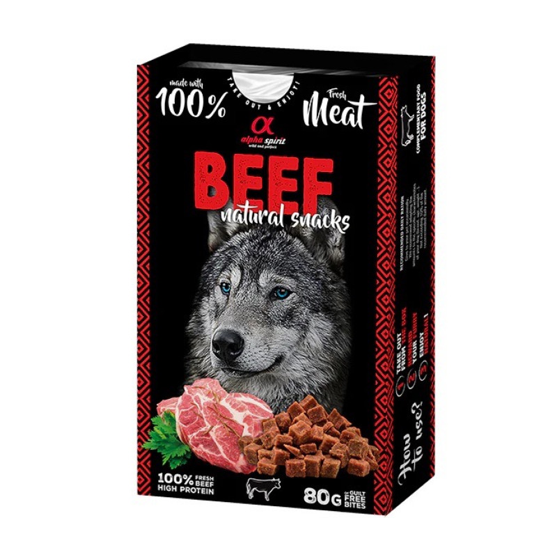 Alpha Spirit Beef Natural Snacks лакомство для собак с говядиной, 80 гр