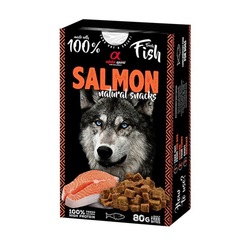 Alpha Spirit Salmon Natural Snacks лакомство для собак с лососем, 80 гр