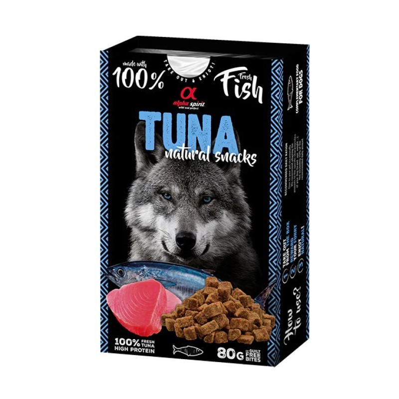 Alpha Spirit Tuna Natural Snacks лакомство для собак с тунцом, 80 гр