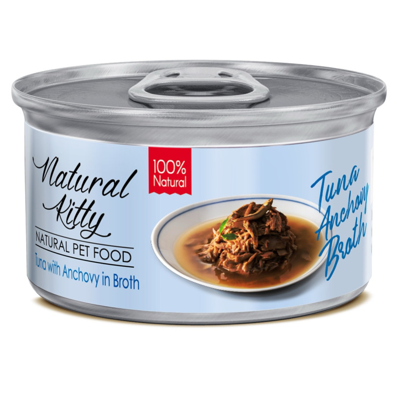 Natural Kitty Broth Series Tuna With Anchovy In Broth влажный корм для котов с тунцом, 80 гр