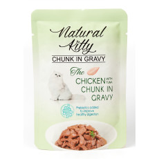 Natural Kitty Chunk In Gravy Chicken And Tuna влажный корм для котов с курицей и тунцом, 85 гр