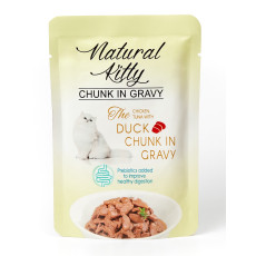 Natural Kitty Chunk in Gravy Chicken, Tuna with Duck влажный корм для котов с уткой, курицей и тунцом, 85 гр