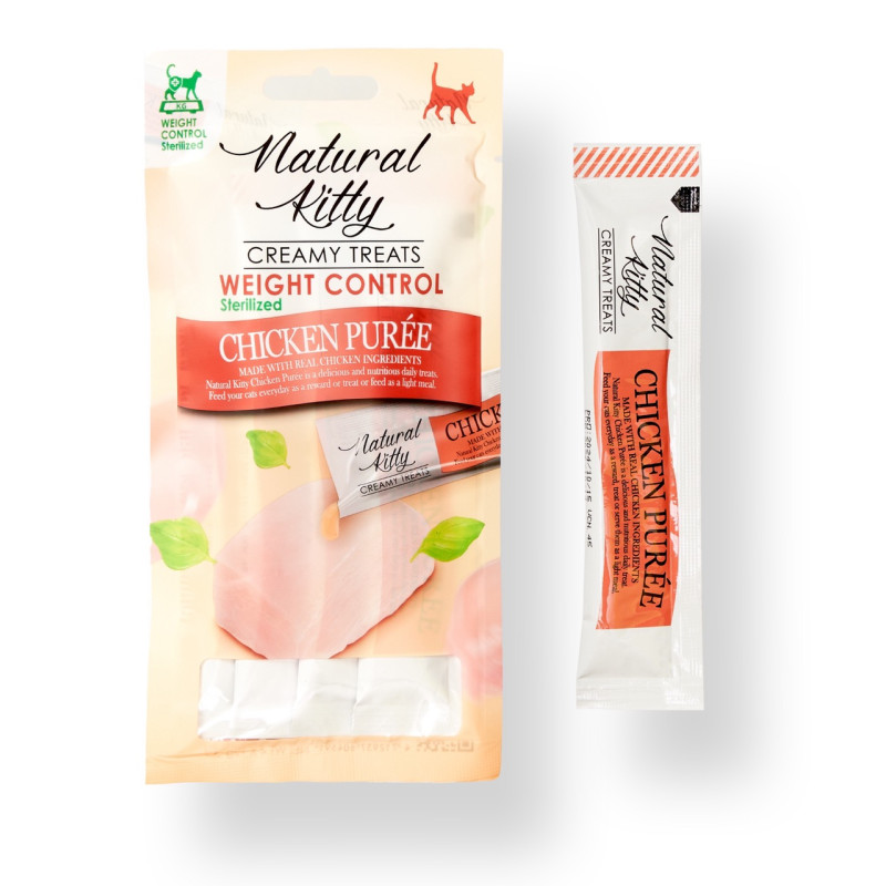 Natural Kitty Functional Creamy Treat Chicken Puree Weight Control/Sterilised ласощі для котів з куркою, 4 шт х 12 гр