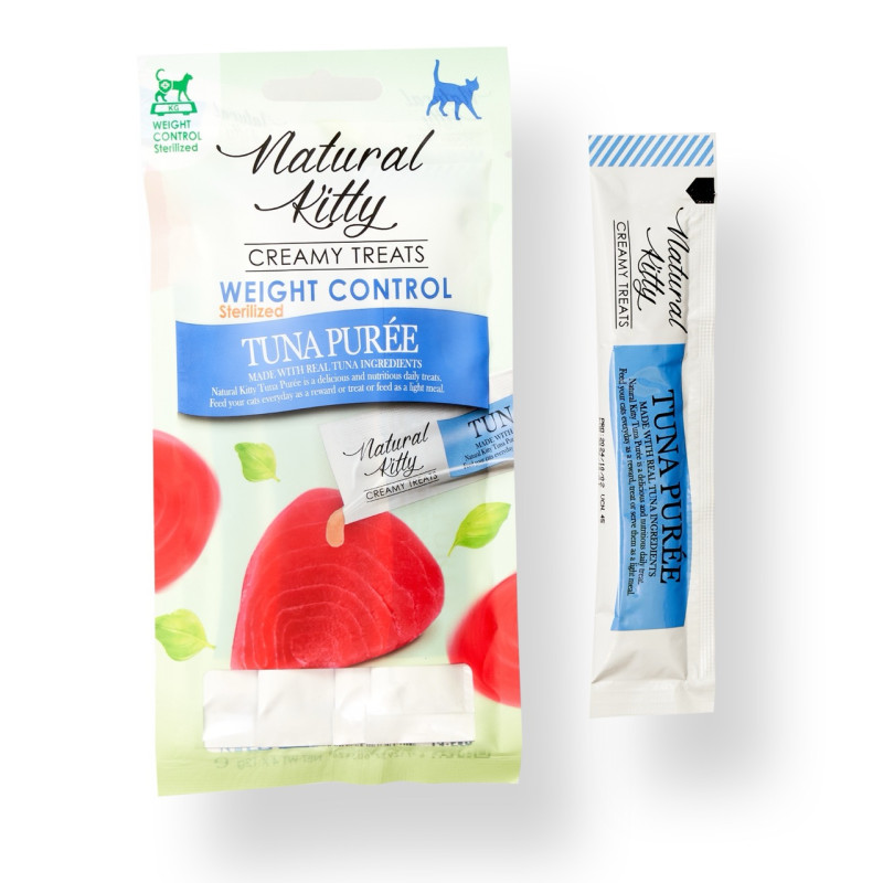 Natural Kitty Functional Creamy Treat Tuna Puree Weight Control/Sterilised лакомство для котов с тунцом, 4 шт х 12 гр