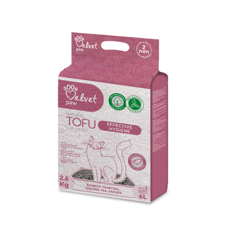 Velvet Paw Tofu растительный наполнитель для кошачьего туалета с активированным углем, 6 л