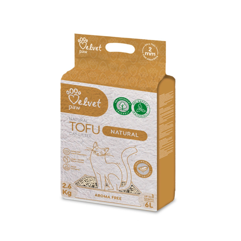Velvet Paw Tofu растительный наполнитель для кошачьего туалета без запаха, 6 л
