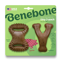 Benebone Tiny 2-Pack набор игрушек для собак с вкусом бекона, 9.5 см